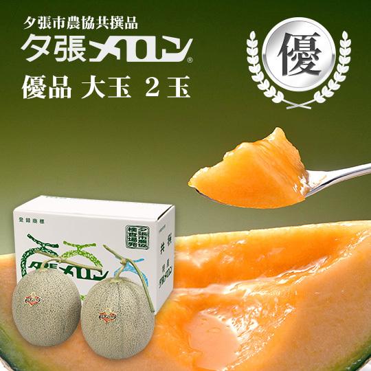 【早割り予約】夕張市農協直送 共撰品 夕張メロン優品大玉(約1.6kg) 2玉【送料無料】 北海道 お中元 贈答品 引出物 赤肉メロン お供え物 お盆 名物