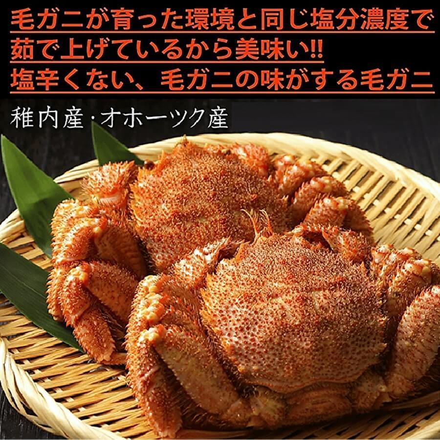 毛蟹 ボイル オホーツク産毛ガニ 500g×1尾 : 北海道めし - 通販