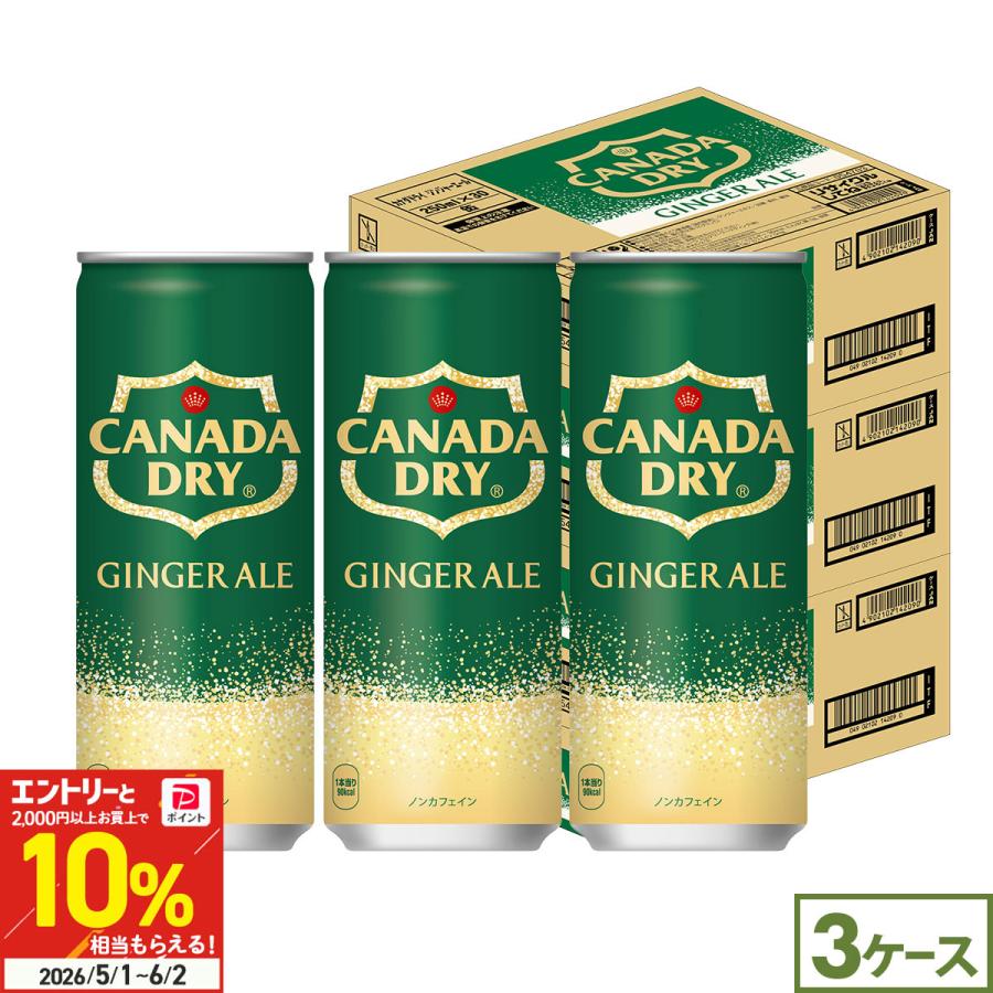 コカコーラ カナダドライ ジンジャーエール 90本(30本×3ケース) 送料無料 250ml 缶 炭酸 飲料 割り材 ハイボール 飲みきり まとめ買い（Yahoo!・北海道サービスショップ）