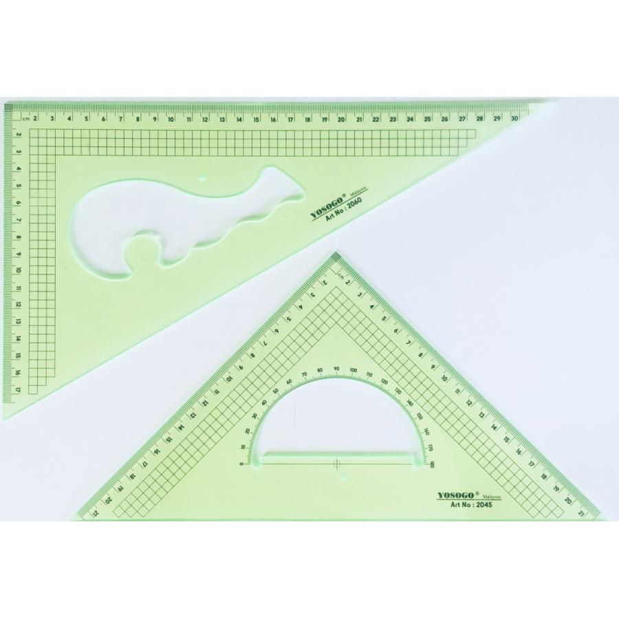 大きな 三角定規 アクリル ３０ｃｍ 方眼目盛入り ２枚組 クリアグリーン Triangle 2 ホーコーステーショナリー 通販 Yahoo ショッピング