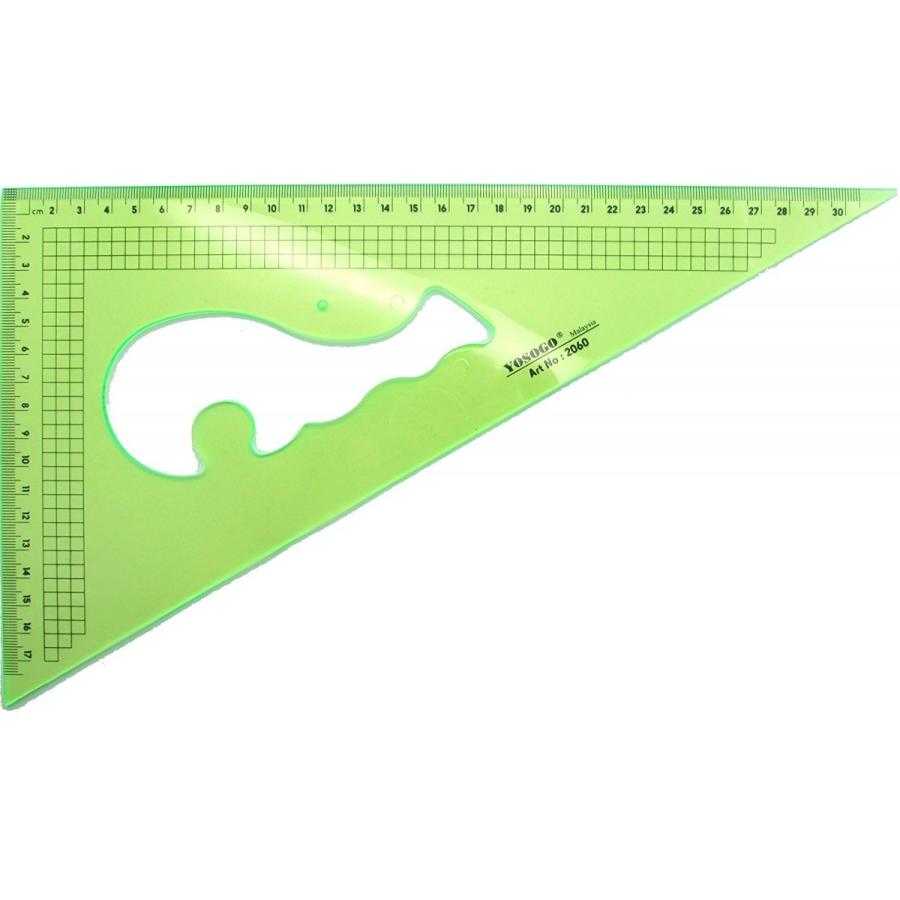 大きな 三角定規 アクリル ３０ｃｍ 方眼目盛入り ２枚組 クリアグリーン Triangle 2 ホーコーステーショナリー 通販 Yahoo ショッピング