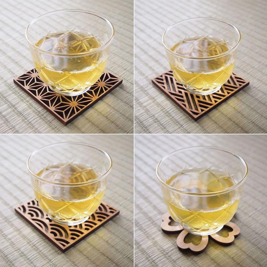 組子調 コースター 木製 日本文様 : 名入れストラップの木札屋ヤフー店