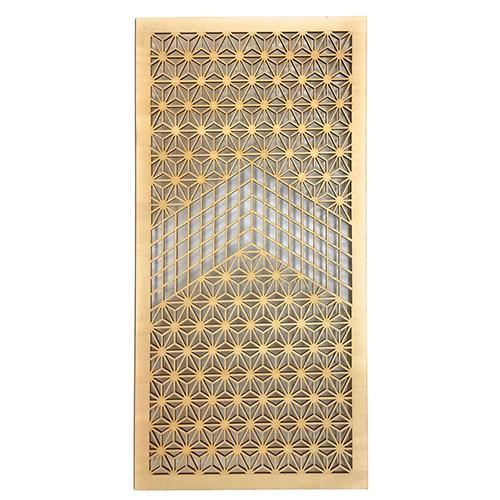 ウォールデコレーション 組子調 和風アートパネル 木製 麻の葉・菱 シナ合板(60cmx30cm) レリーフ、アート