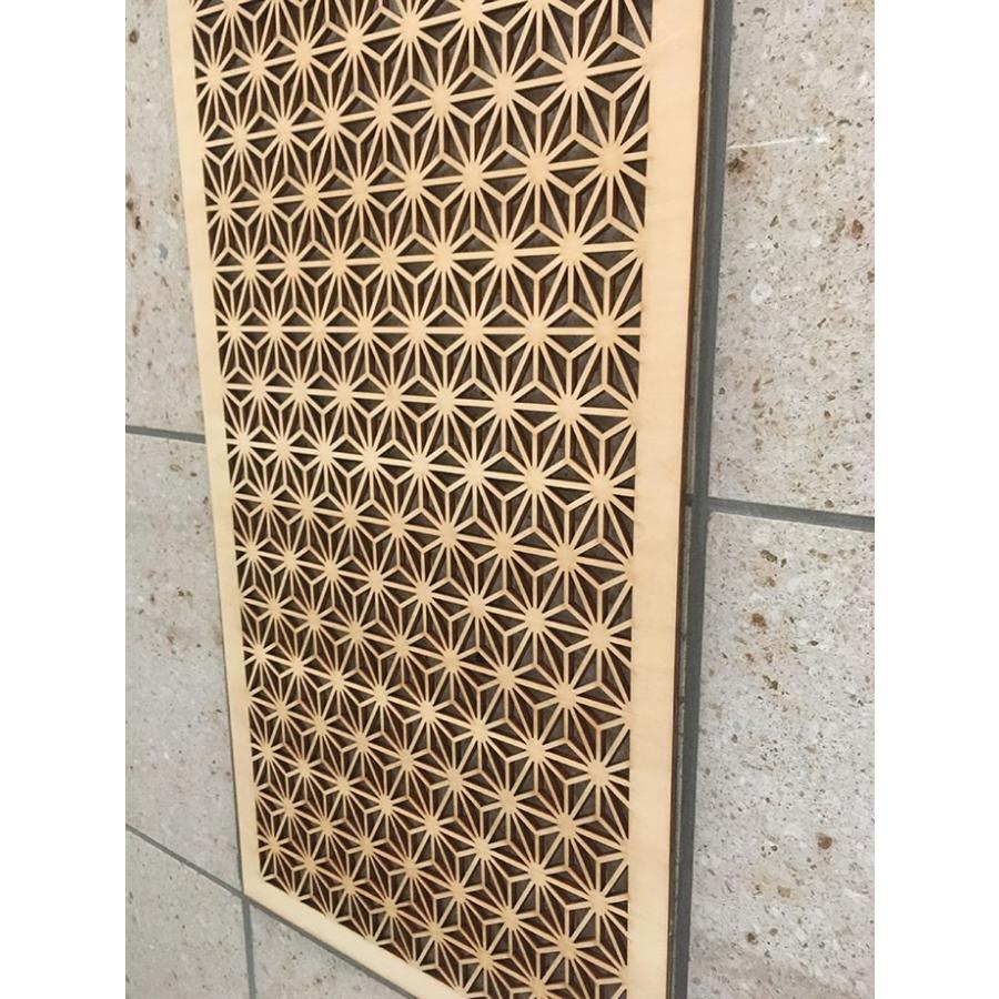 ウォールデコレーション 組子調 和風アートパネル 木製 麻の葉 シナ合板 (60cmx30cm)