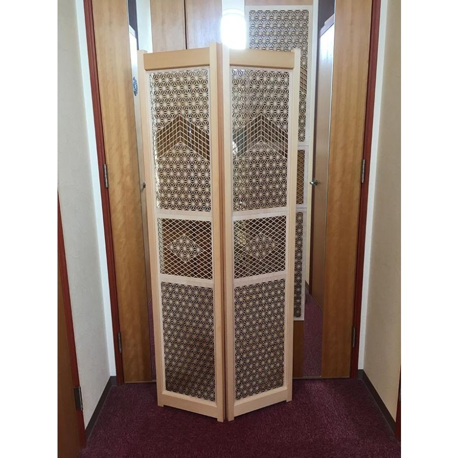 ウォールデコレーション 組子調 和風アートパネル 木製 麻の葉 シナ合板 (60cmx30cm)