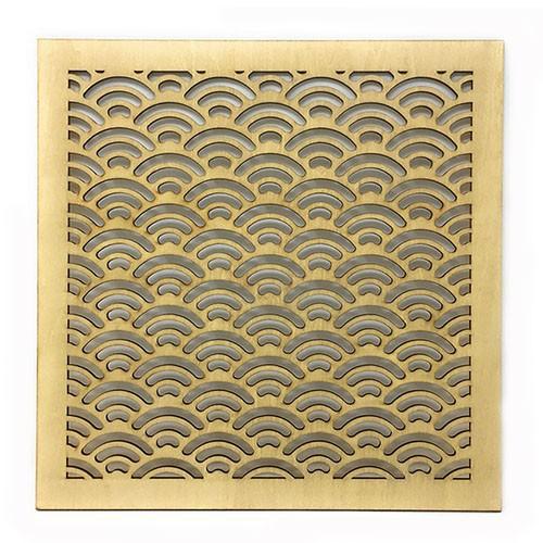 ウォールデコレーション 組子調 和風アートパネル 木製 青海波 シナ