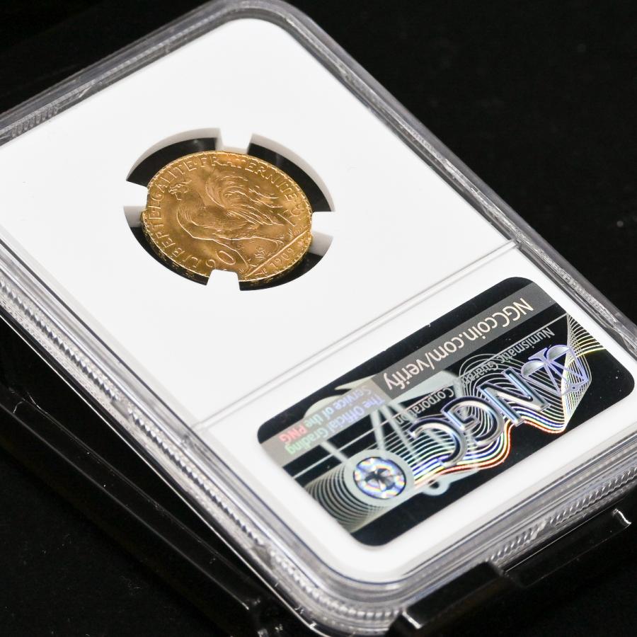 フランス 1909 マリアンヌ ルースター 20フラン金貨 NGC MS65+