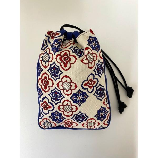 アイヌ帆布 通しマチ巾着 アイヌ文様 アイヌ紋様 グッズ 鞄 ポーチ