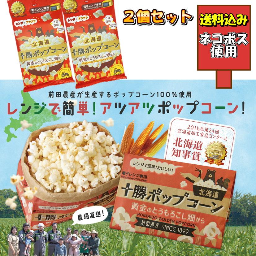 前田農産 十勝ポップコーン 1袋 2個セット うま塩味 とうもろこし レンジ専用 北海道産 国産 送料込み ポイント消化 どさんこワイド | 