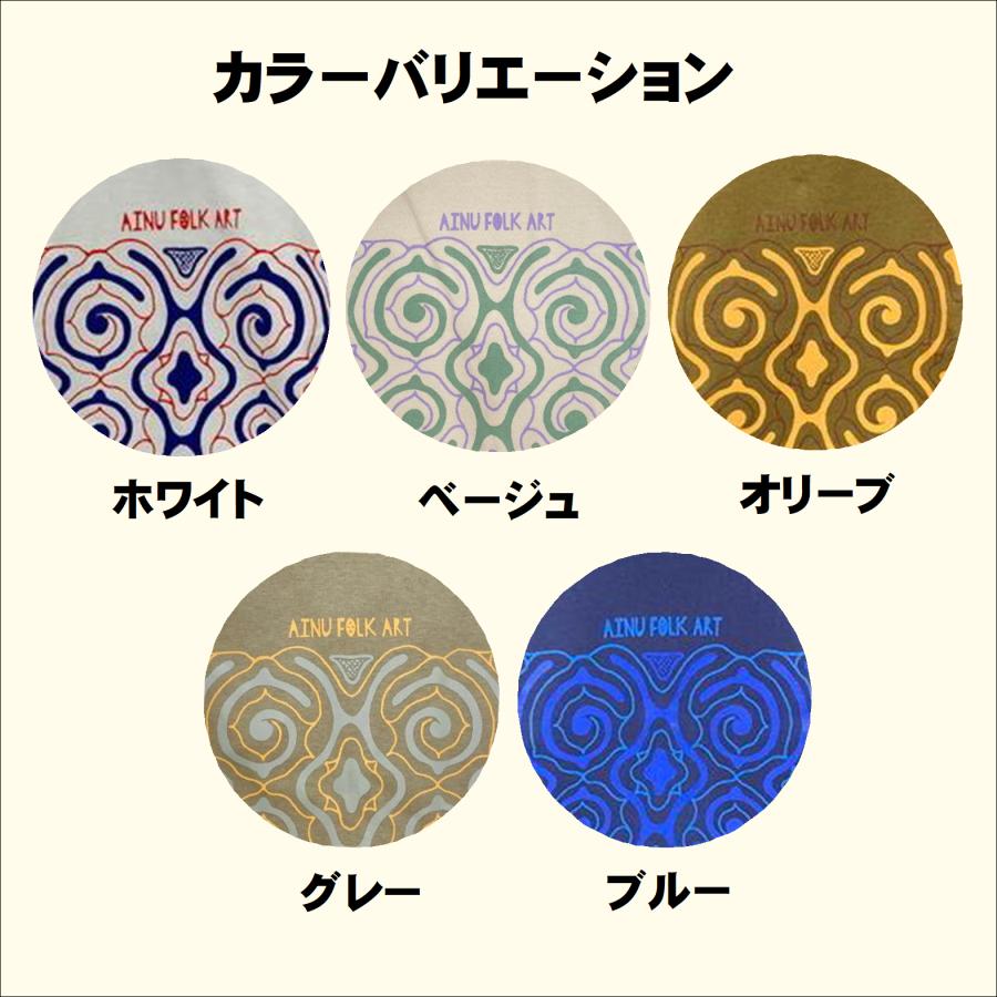 送料込み アイヌのくらし Tシャツ オリーブ アイヌ文様 アイヌ紋様 T
