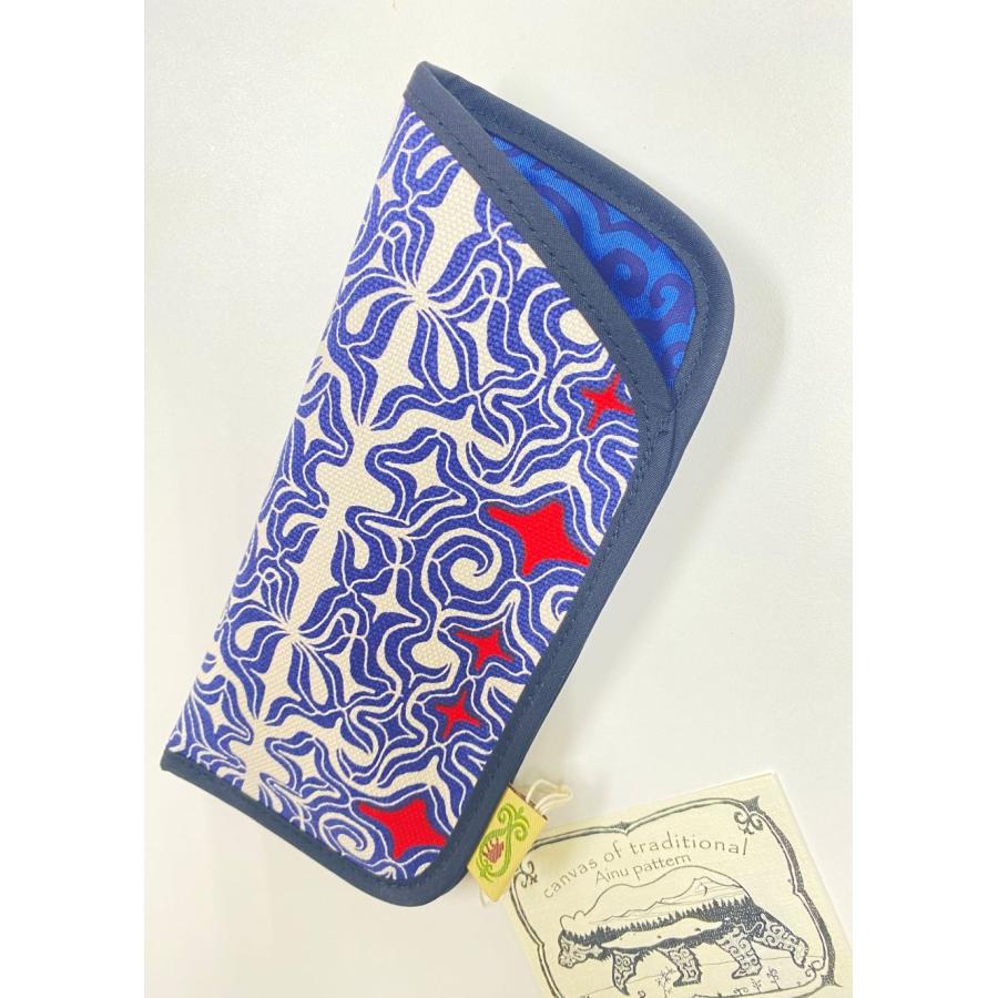 送料込み アイヌ帆布メガネサック アイヌ文様 アイヌ紋様 グッズ ペン