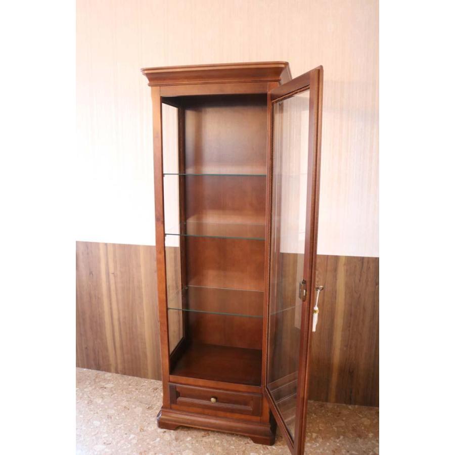 キャビネット 木製 183cm キュリオケース 象嵌 引出付き 輸入家具 猫脚