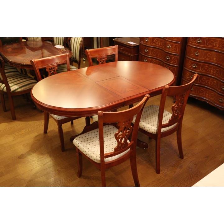 ガレージセール 象嵌 ダイニングテーブル5点セット 伸長式 木製 4人  