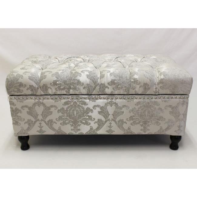 ジェニファーテイラー　シルバー ベルベット スクエアスツール　収納付き ジェニファーテイラーシルバー ベルベット スクエアスツール収納付き