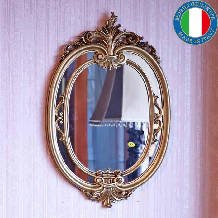 イタリア製 デコレーションミラー 壁掛け ミラー ゴールド