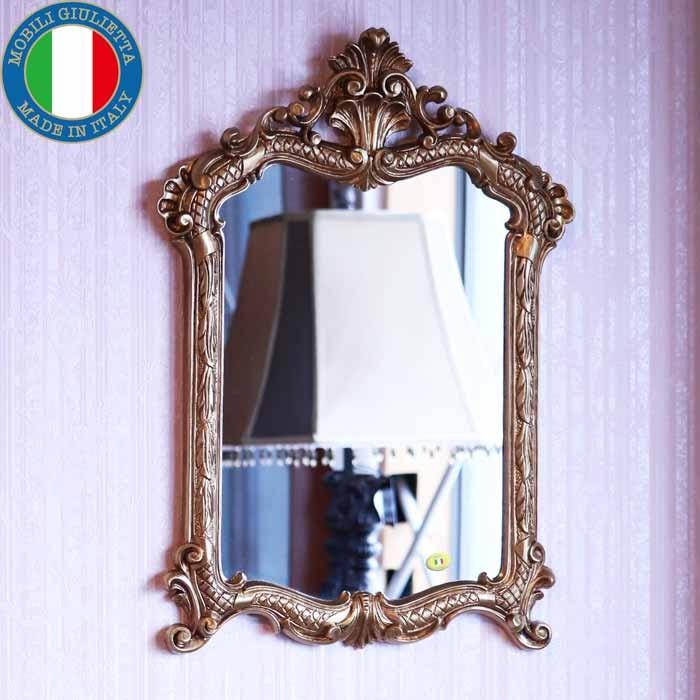 イタリア製 デコレーションミラー 壁掛け ミラー ゴールド