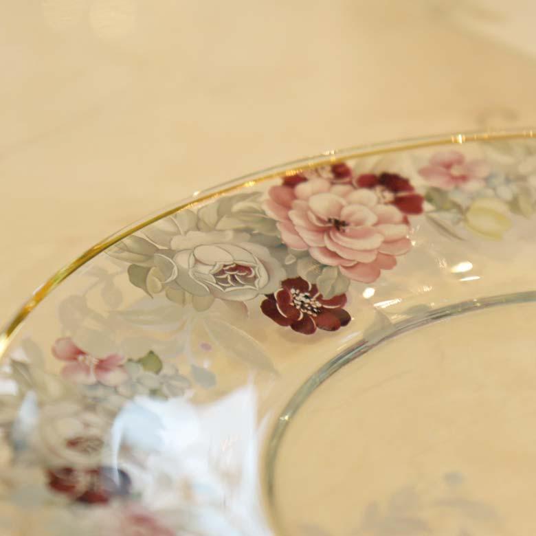 ガラスプレート プチローズ 薔薇 デザートプレート : インテリア北欧