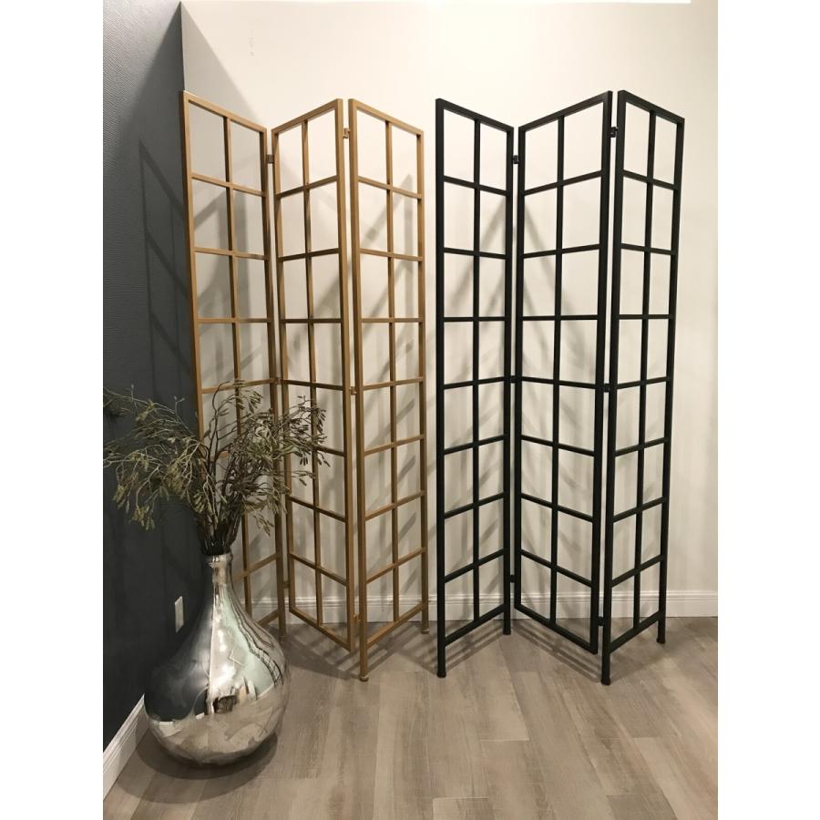 レトロ家具꧂3連アイアンパーテーション スクリーン 衝立 間仕切り