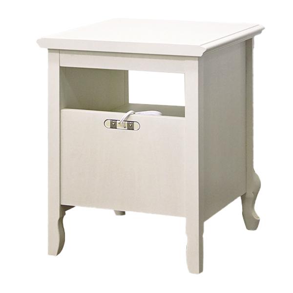 東海家具工業 ナイトテーブル オープンチェスト アンティークホワイト