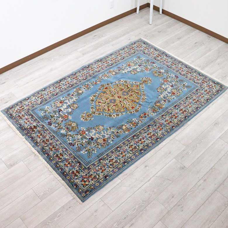ペルシャ絨毯 208x145cm クム カーペット ラグ 玄関マット persian rug 