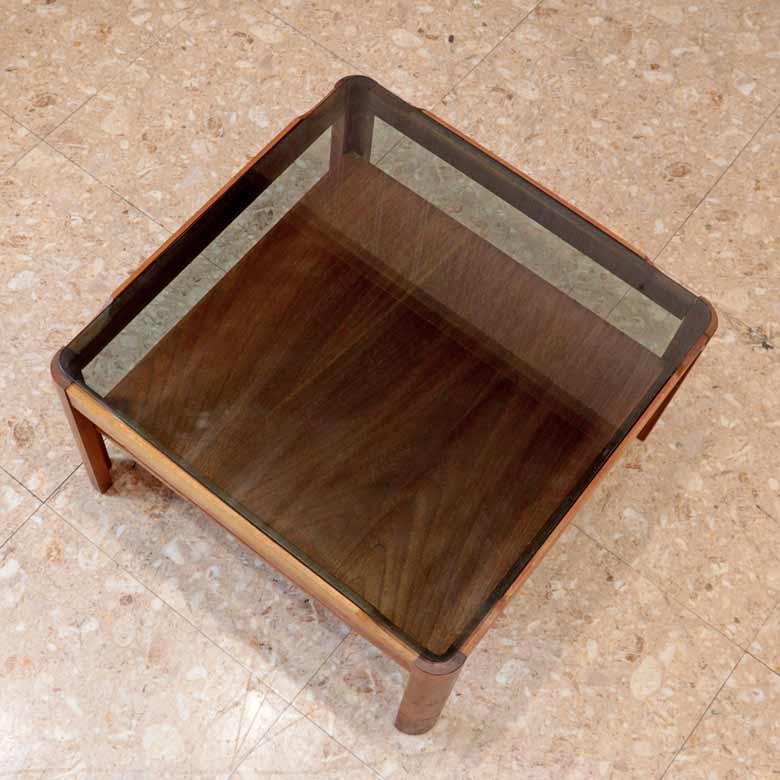 ガラストップテーブル Myer ローテーブル ヴィンテージ 木製 レトロ