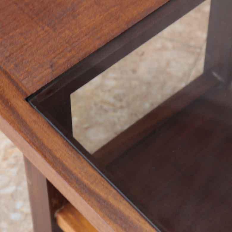 ガラストップテーブル ヴィンテージ コーヒーテーブル チーク レトロ