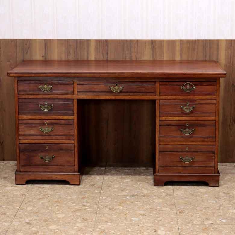 イギリス アンティーク ペディスタルデスク ライティングデスク レトロ