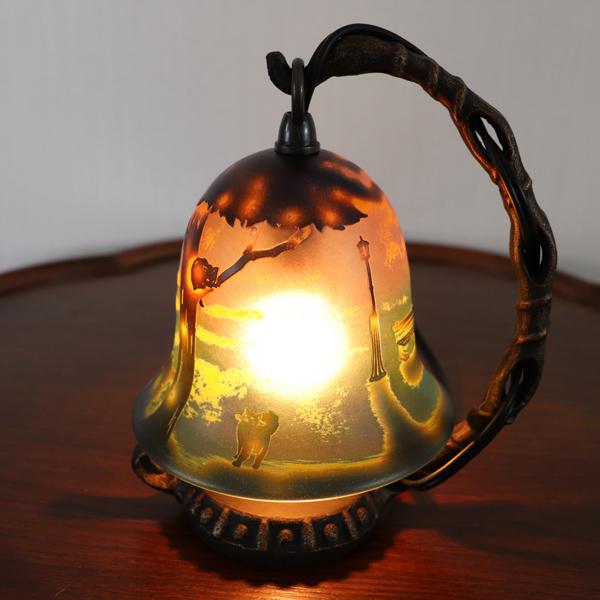 サンドブラスト ランプ 猫のいる風景 アンティーク レトロ クラシック