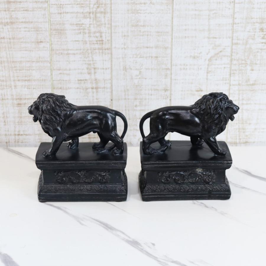 ブックエンド ライオン オブジェ 置物 ブラック オーナメント