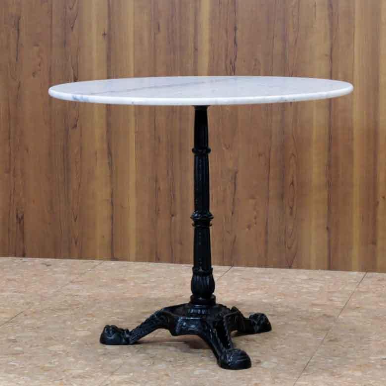 ラウンドテーブル 80cm 大理石 円形 カフェテーブル ブロンズ調 石