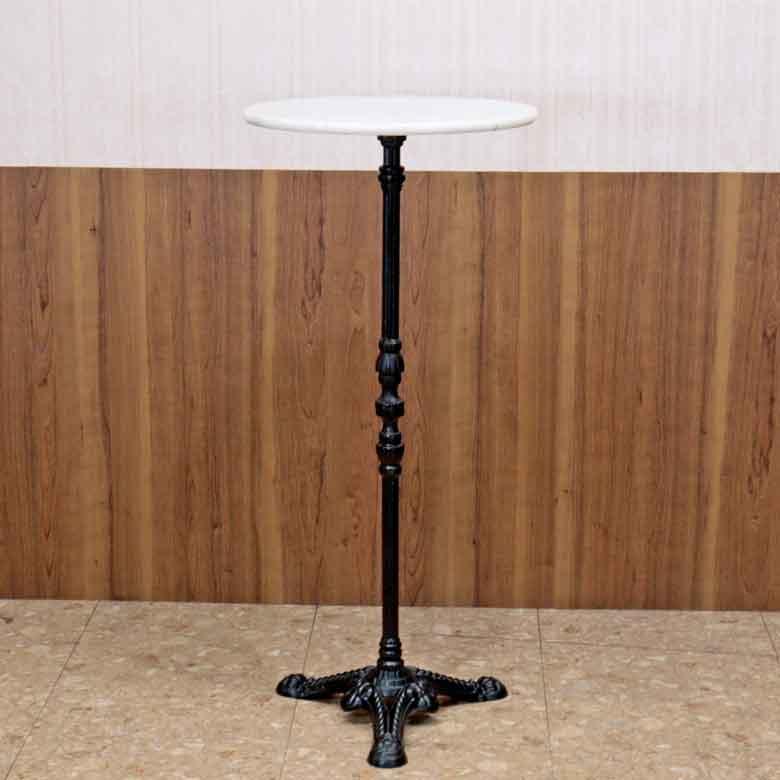 ハイテーブル 50cm 大理石 円形 カフェテーブル ブロンズ調 石 立ち