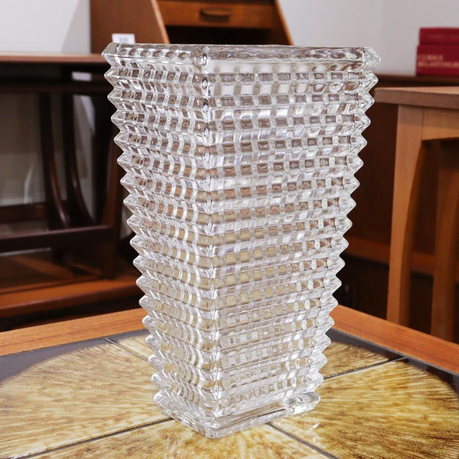 フラワーベース 花瓶 置物 ガラス クリスタルカット 高さ28cm ミッド