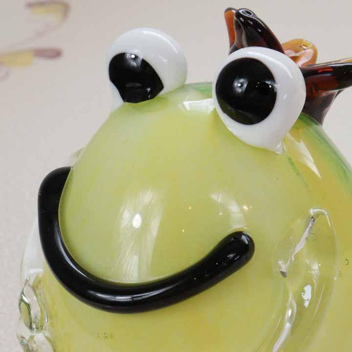 ガラスの置物 カエルM かえる 蛙 アンティーク オーナメント ガラス