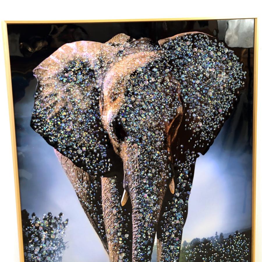 アートフレーム エレファント 絵画 キラキラアート ゴールドフレーム