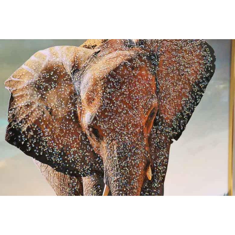 アートフレーム エレファント 絵画 クリスタルピクチャー ウォールデコ ゴールドフレーム ウォールデコ ブルックリン モダン 絵画 クラシック ブルックリン アンティーク 143 017 インテリア北欧店