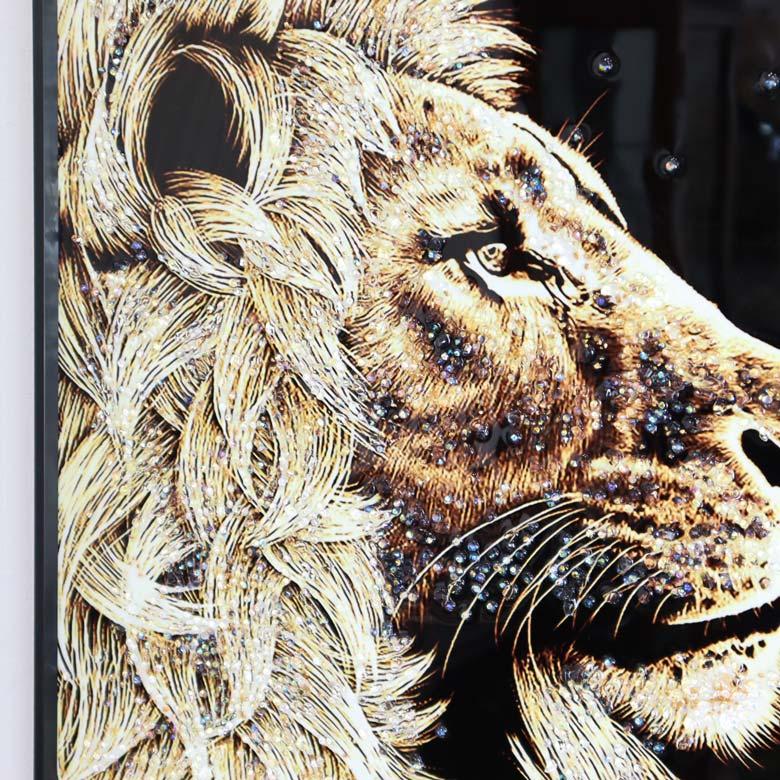 アートフレーム ゴールドキング/ライオン 絵画 キラキラアート