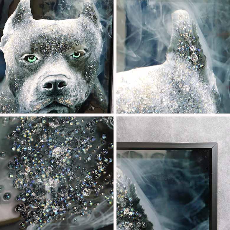 クリスタルアート　ピクチャー　水晶絵　フレンチブルドック hokuo_143-025-026