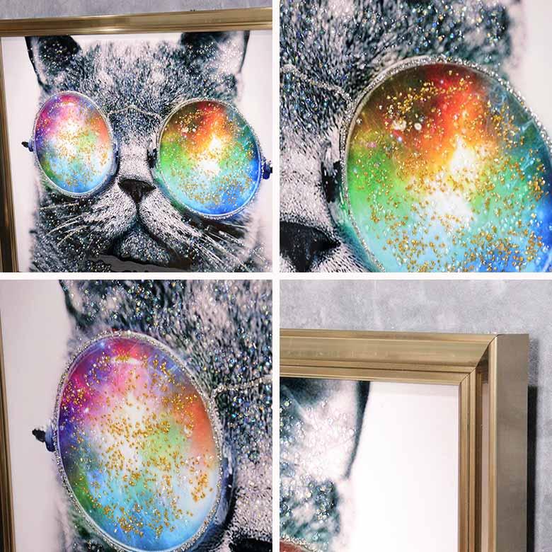 アートフレーム ルミエール/Lumiere 絵画 クリスタルピクチャー アートフレーム クリスタルピクチャー キャットグラス 猫 ウォールデコ