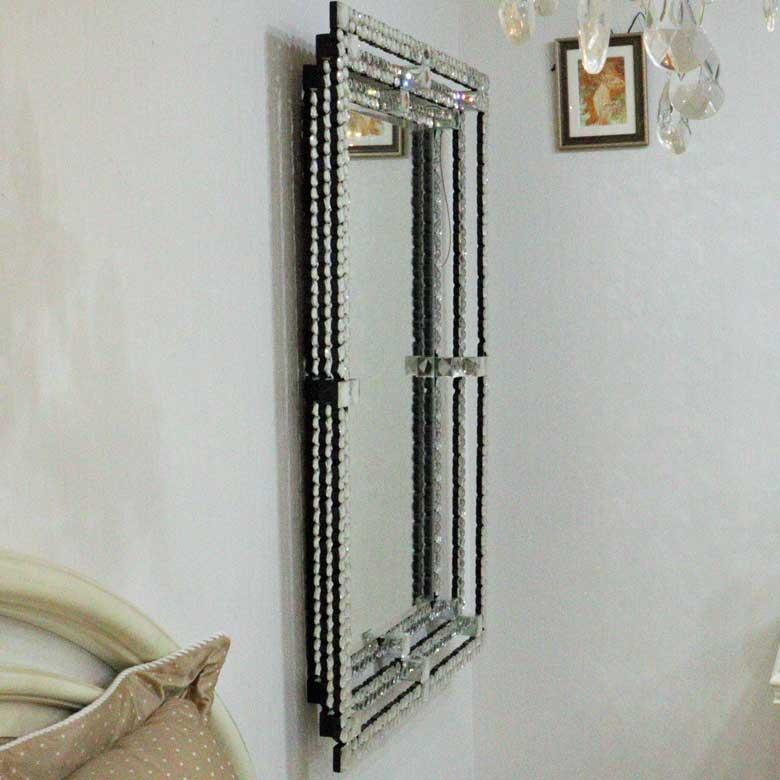 シルバー 長方形 壁掛け鏡 約120cm x 80cm