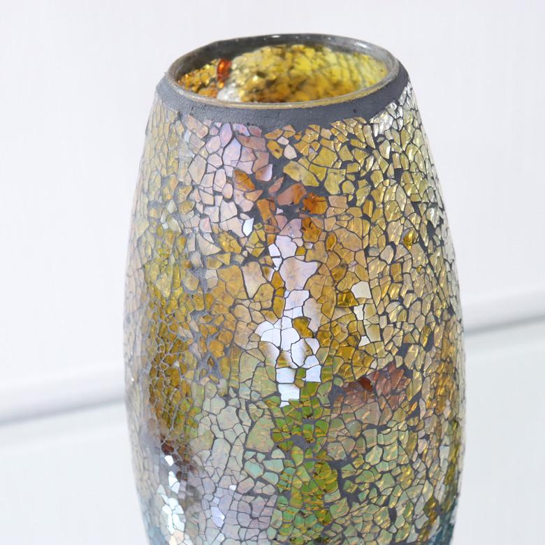 フラワーベース 花瓶 S 置物 クラックガラス スモーキートパーズ 高さ