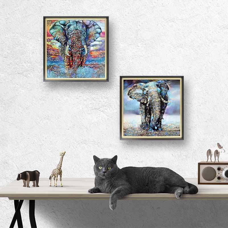 アートフレーム エレファント キラキラアート ゴールドブラック