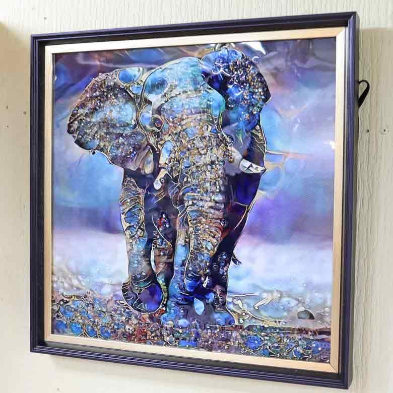 アートフレーム エレファント キラキラアート ゴールドブラック