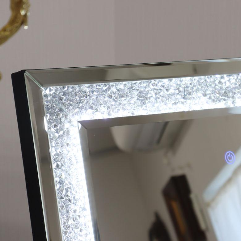 ミラー家具 スタンドミラー LED 姿見 鏡 グラムスタイル シルバー