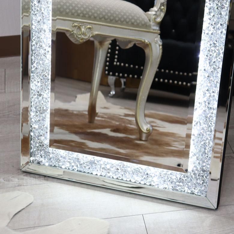 ミラー家具 スタンドミラー LED 姿見 鏡 グラムスタイル シルバー