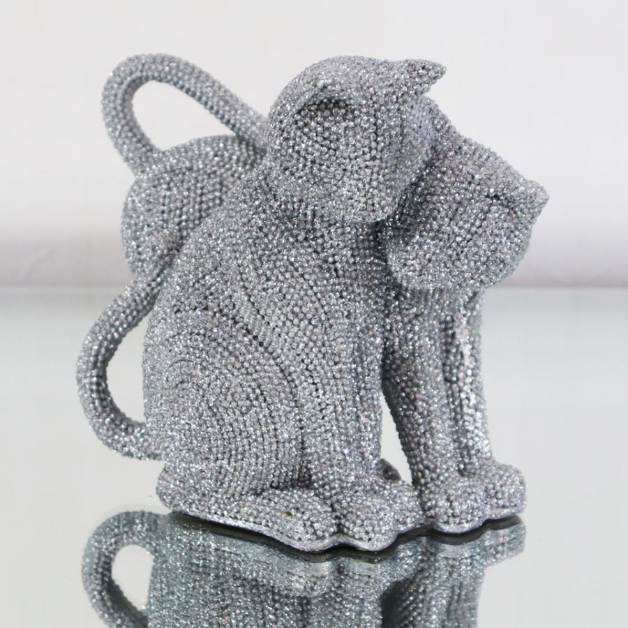 猫 LOVE オブジェ 置物 シルバー オーナメント インテリア 輸入雑貨