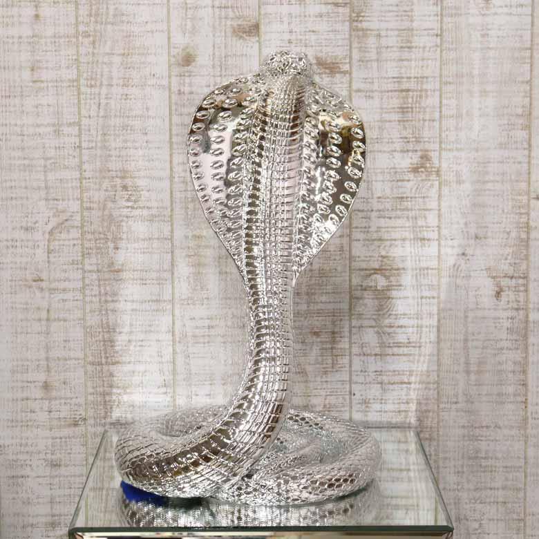 ヴァイパー シルバー 蛇 置物 コブラ インテリア 143-138-022 キングコブラ オブジェ シルバー 毒蛇 ヴァイパー スネーク