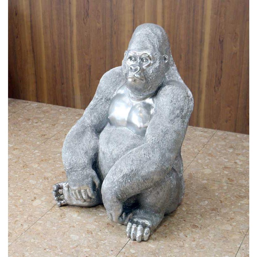 ゴリラ 91cm シルバー オブジェ 特大 置物 コング オーナメント ゴリラ 91cm シルバー オブジェ 特大 置物 コング オーナメント
