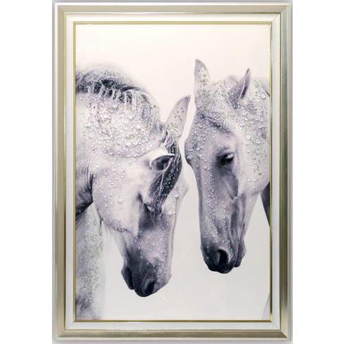 アートフレーム クリスタルピクチャー 白馬 額絵 ホワイトゴールド