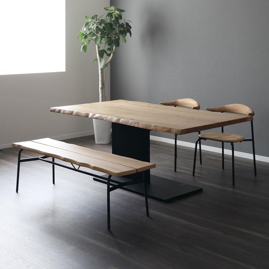 シギヤマ家具 ダイニングセット 200cm EVAN 4点 ウォールナット ホワイトオーク 無垢材 食卓セット ベンチ ダイニングチェア スタッキング エヴァンの画像