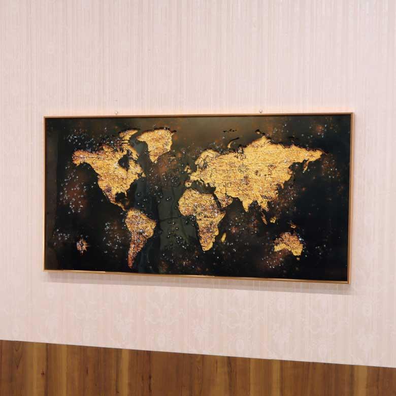 アートフレーム WOLRD 世界地図 水晶絵 アートパネル ウォールデコ